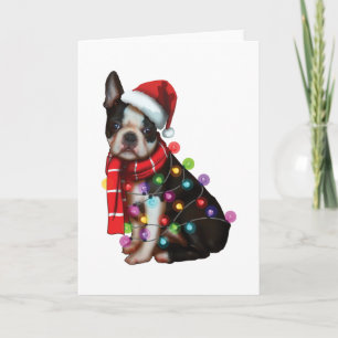 Niedlich Boston Terrier Dog Funny Xmas Weihnachtsg Karte