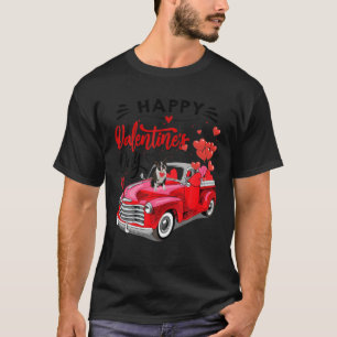 Niedlich Boston Terrier Dog Red Truck Happy Valent T-Shirt