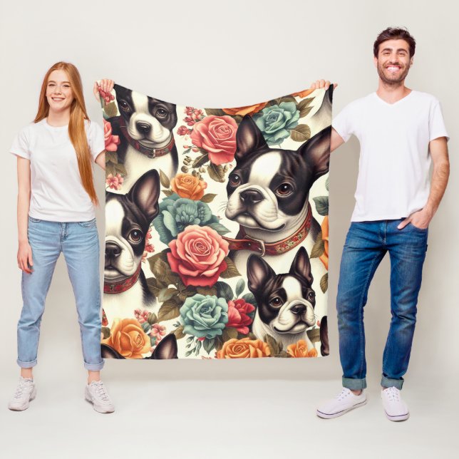 Niedlich Boston Terrier Illustration Fleecedecke (Beispiel)