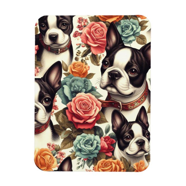 Niedlich Boston Terrier Illustration Magnet (Vertikal)