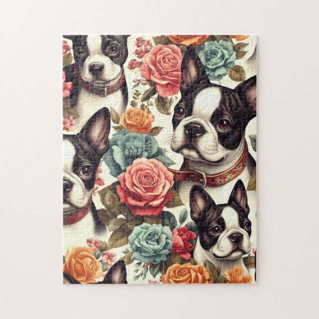 Niedlich Boston Terrier Illustration Puzzle (Vertikal)