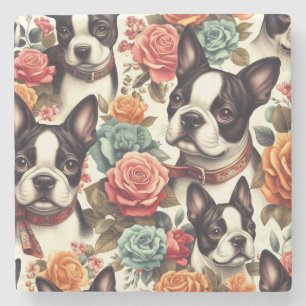 Niedlich Boston Terrier Illustration Steinuntersetzer