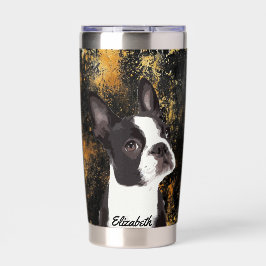 Niedlich Boston Terrier Name Dog Black Classy Mode Thermobecher