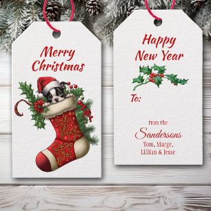 Niedlich Boston Terrier Puppy Peeking Geschenkanhänger