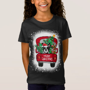 Niedlich Boston Terrier Red Truck Merry Christmas T-Shirt