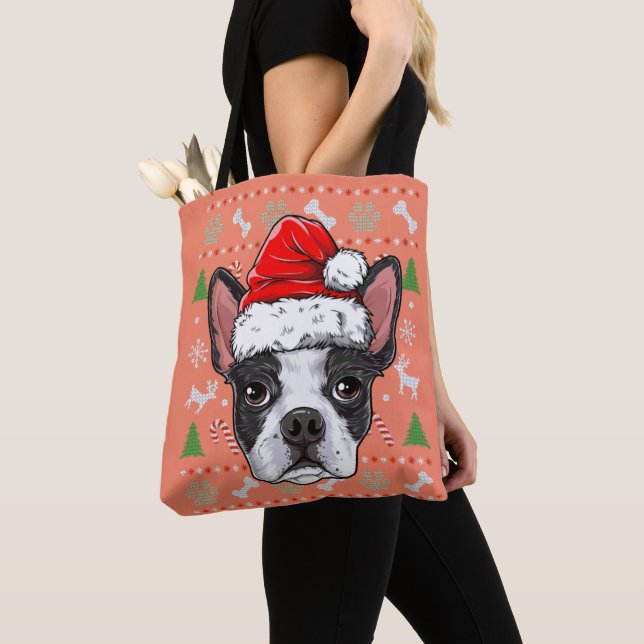Niedlich Boston Terrier Ugly Christmas Sweater San (Von Nahem)