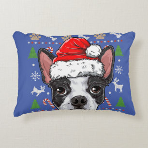 Niedlich Boston Terrier Ugly Christmas Sweater San Dekokissen