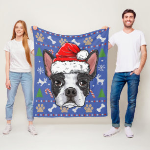 Niedlich Boston Terrier Ugly Christmas Sweater San Fleecedecke