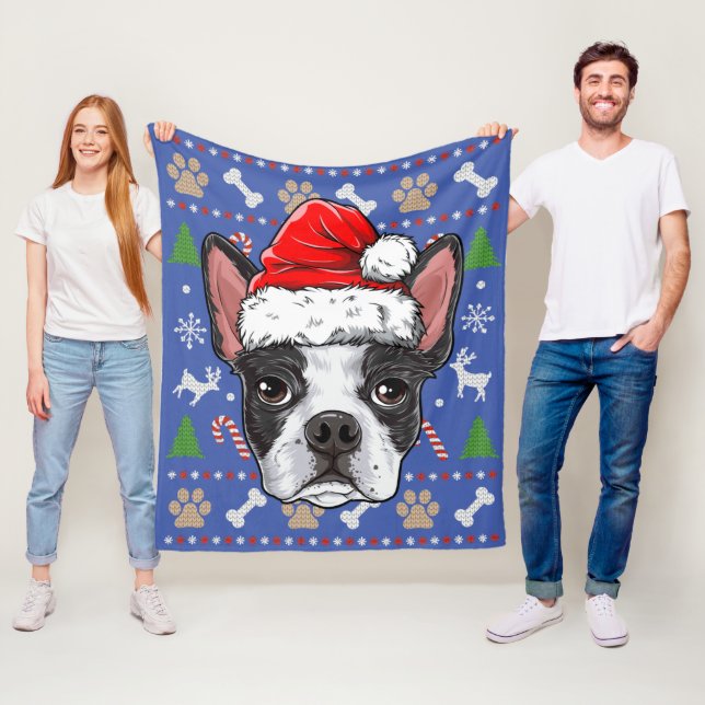 Niedlich Boston Terrier Ugly Christmas Sweater San Fleecedecke (Beispiel)