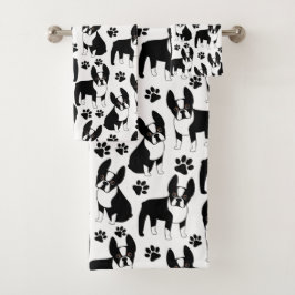 Niedlich Boston Terriers Black and White Badhandtuch Set