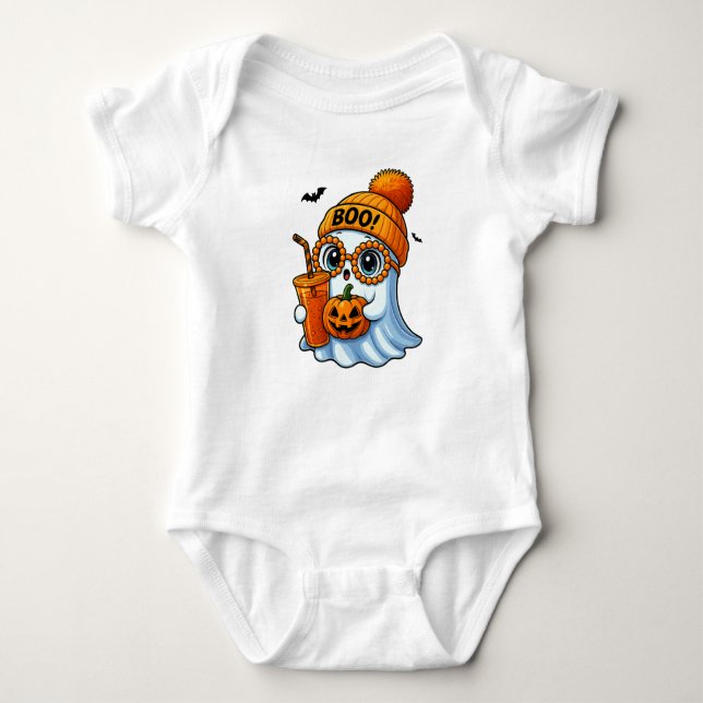 Niedlich-Bougee-Ghost-Halloween Baby Strampler (Vorderseite)
