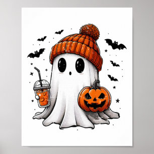 Niedlich Bougie Ghost Kaffee Halloween Pumpkin Spo Poster