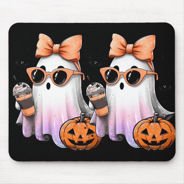 Niedlich Bougie Ghost Kaffee Pumpkin Spooky Season Mousepad (Vorne)