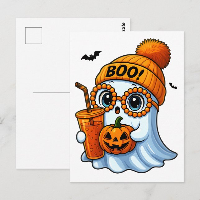 Niedlich Boujee Ghost Halloween | Spooky Chic Aest Postkarte (Vorne/Hinten)
