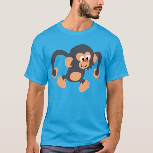 Niedlich Bouncy Cartoon Chimpanzee T - Shirt (Vorderseite)