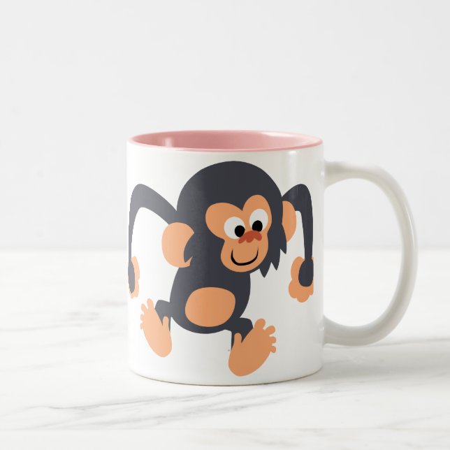 Niedlich Bouncy Cartoon Chimpanzee Tasse (Rechts)