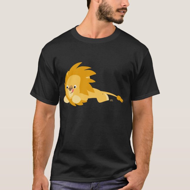 Niedlich Bouncy Cartoon Lion T - Shirt (Vorderseite)