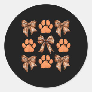 Niedlich Bow Coquette Dog Paw Print Ästhetische Hu Runder Aufkleber
