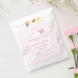 Niedlich Bow Pastel Pink Gingham Baby Dusche Geschenktütchen