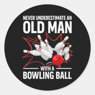 Niedlich Bowling Women Men Grandpa Bowler Team Bow Runder Aufkleber