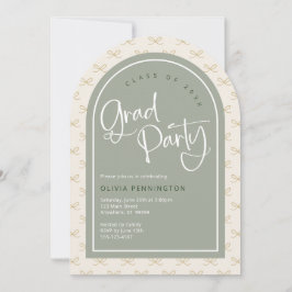 Niedlich Bows Sage Green Gold Foto Graduation Part Einladung