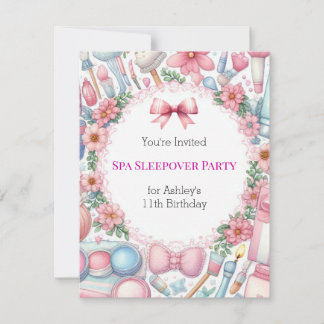 Niedlich Bows Wellness-Center Sleepover Geburtstag Einladung