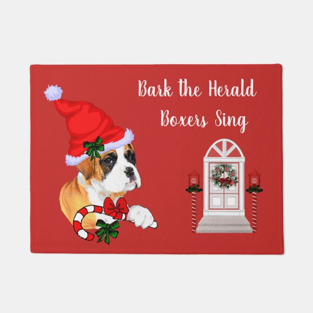 Niedlich Boxer Dog Weihnachten Fußmatte (Vorderseite)