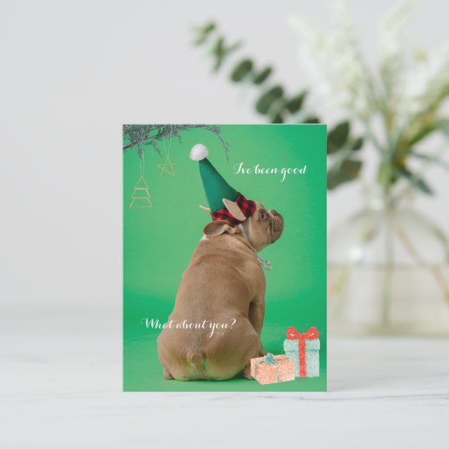 Niedlich Boxer Dog Weihnachten war ich eine gute P Postkarte (Stehend Vorderseite)