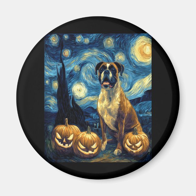 Niedlich Boxer Halloween Kürbislaterne Pumpkin Fac Magnet (Vorne)