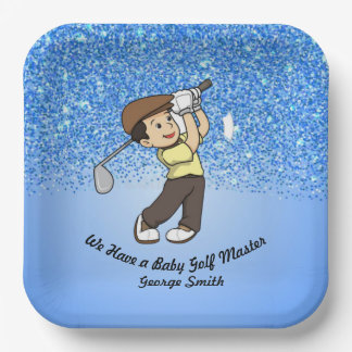 Niedlich Boy Baby Blue Personalizable Golf Master Pappteller