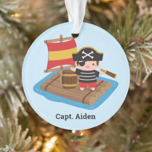 Niedlich Boy Pirate Kapitän Woods Raft Kids Name Ornament