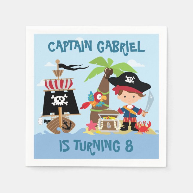 Niedlich Boy Pirate Party Paper Napkins Serviette (Vorderseite)