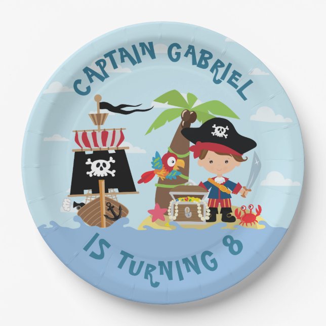 Niedlich Boy Pirate Party Papierplatte Pappteller (Vorderseite)