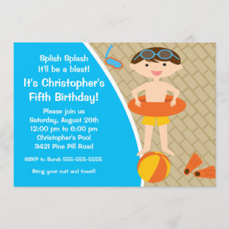 NIEDLICH Boy Pool Party Geburtstag Einladung