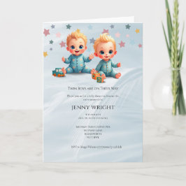 Niedlich Boy Twins Kinderdusche Einladung