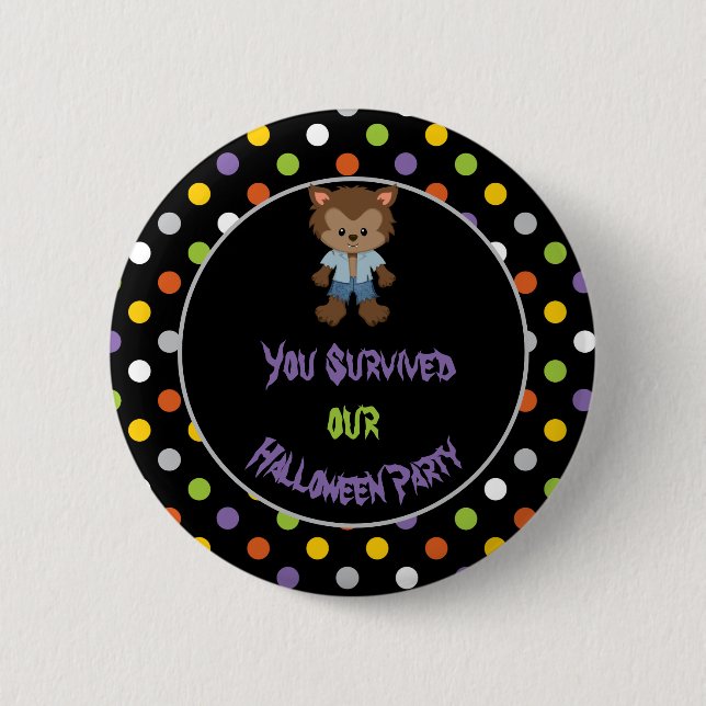 Niedlich Boy Werewolf Halloween-Party Button (Vorderseite)