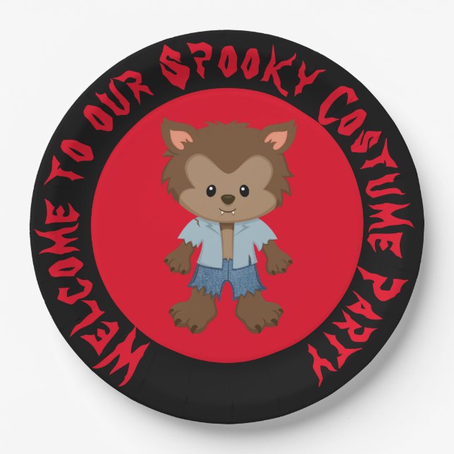 Niedlich Boy Werewolf Halloween-Party Pappteller (Vorderseite)