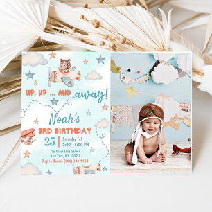 Niedlich Boy's Airplane Thema 3. Geburtstag Party Einladung
