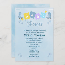 Niedlich Boys Cowboy Baby Dusche Einladung