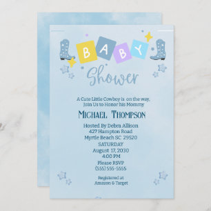 Niedlich Boys Cowboy Baby Dusche Einladung