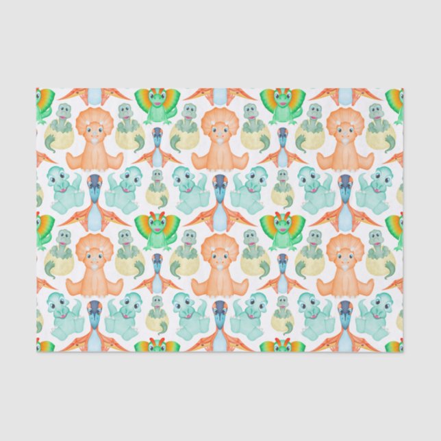 Niedlich Boys Jurassic Dino Birthday Dinosaurier Seidenpapier (Vorderseite)