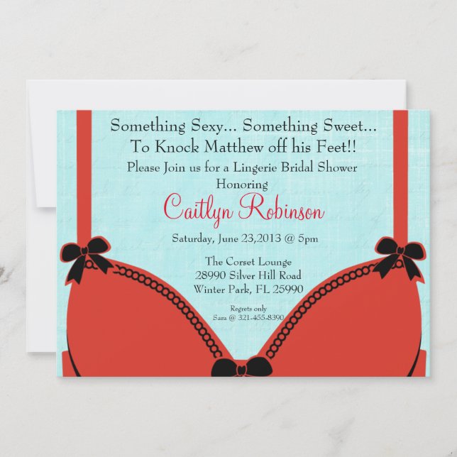 Niedlich Bra Lingerie Bridal Dusche Einladung (Vorderseite)