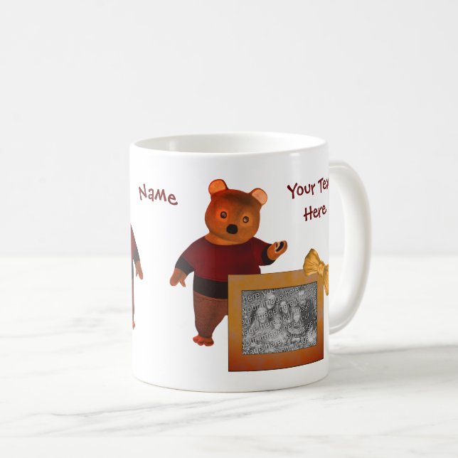 Niedlich-braune Bärenrahmen-Design Personalisiert Kaffeetasse (VorderseiteRechts)