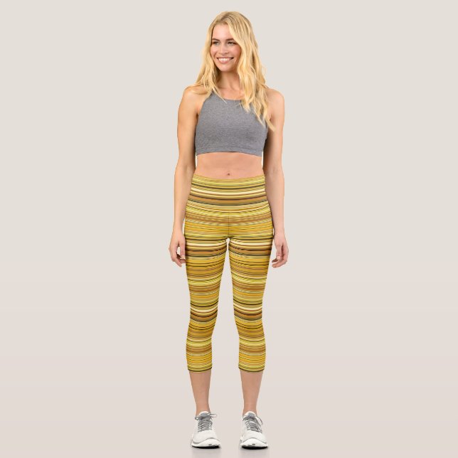 Niedlich-braune Streifen Capri Leggings (Vorderseite)