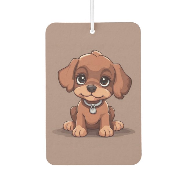Niedlich-brauner Welpe Autolufterfrischer (Vorderseite)