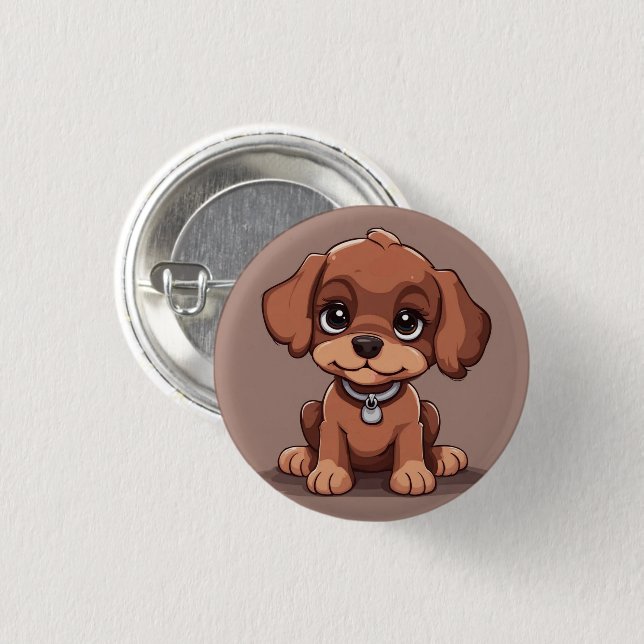 Niedlich-brauner Welpe Button (Vorne & Hinten)