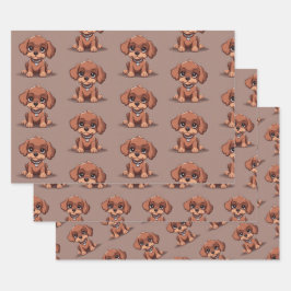 Niedlich-brauner Welpe Geschenkpapier Set