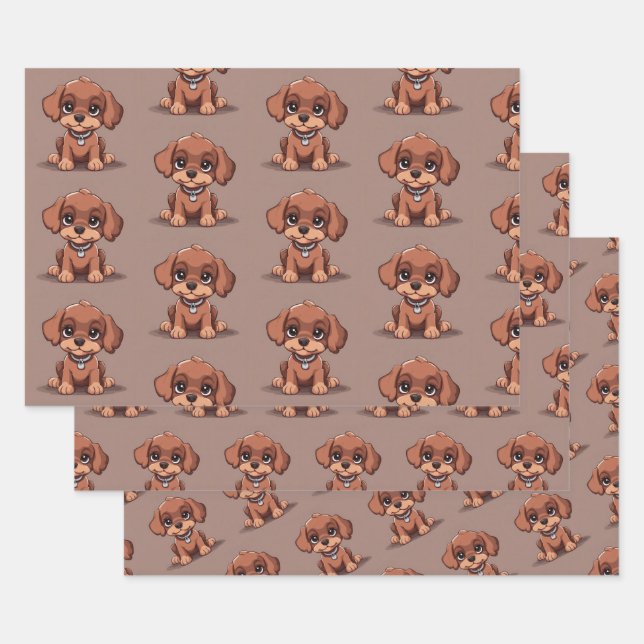 Niedlich-brauner Welpe Geschenkpapier Set (Set)