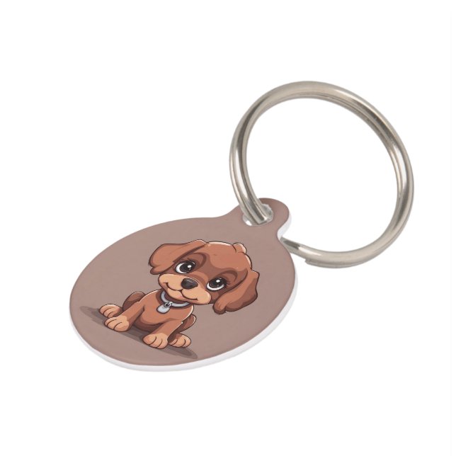 Niedlich-brauner Welpe Haustiermarke (Seite)