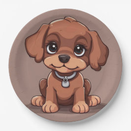 Niedlich-brauner Welpe Pappteller